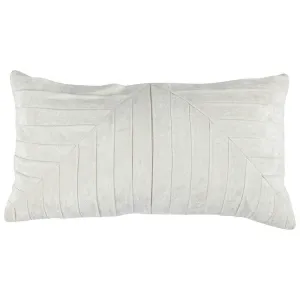 14 x 26 Lumbar Accent Throw Pillow, Hand Pleated, Vintage, Ivory White By Casagear Home