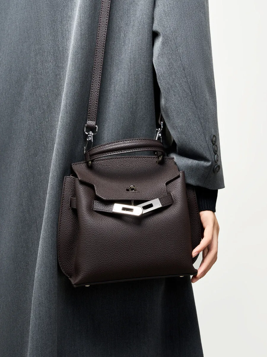 20CM top layer cowhide leather Kelly crossbody bag 2952 black