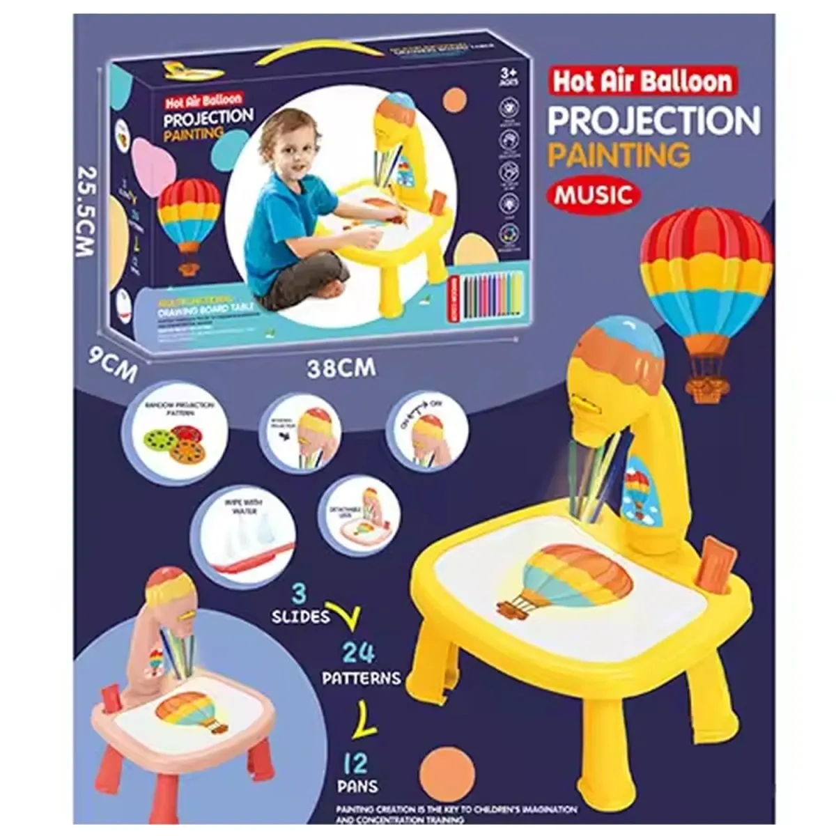 3 in 1 Hot Air Balloon Theme Painting and Drawing Projector