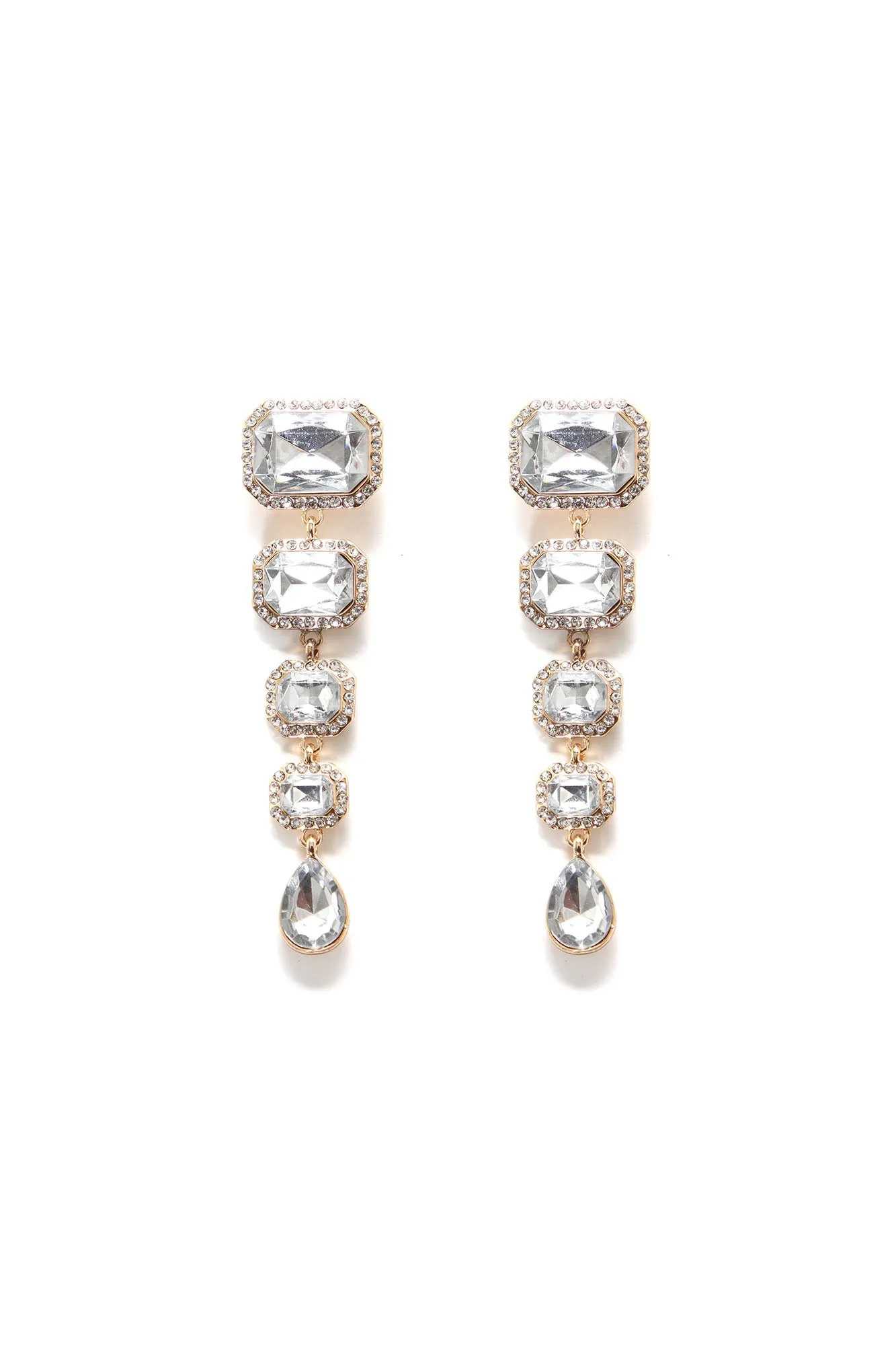 Always Glamorous Drop Earrings - Gold/Clear