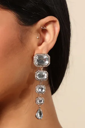 Always Glamorous Drop Earrings - Gold/Clear