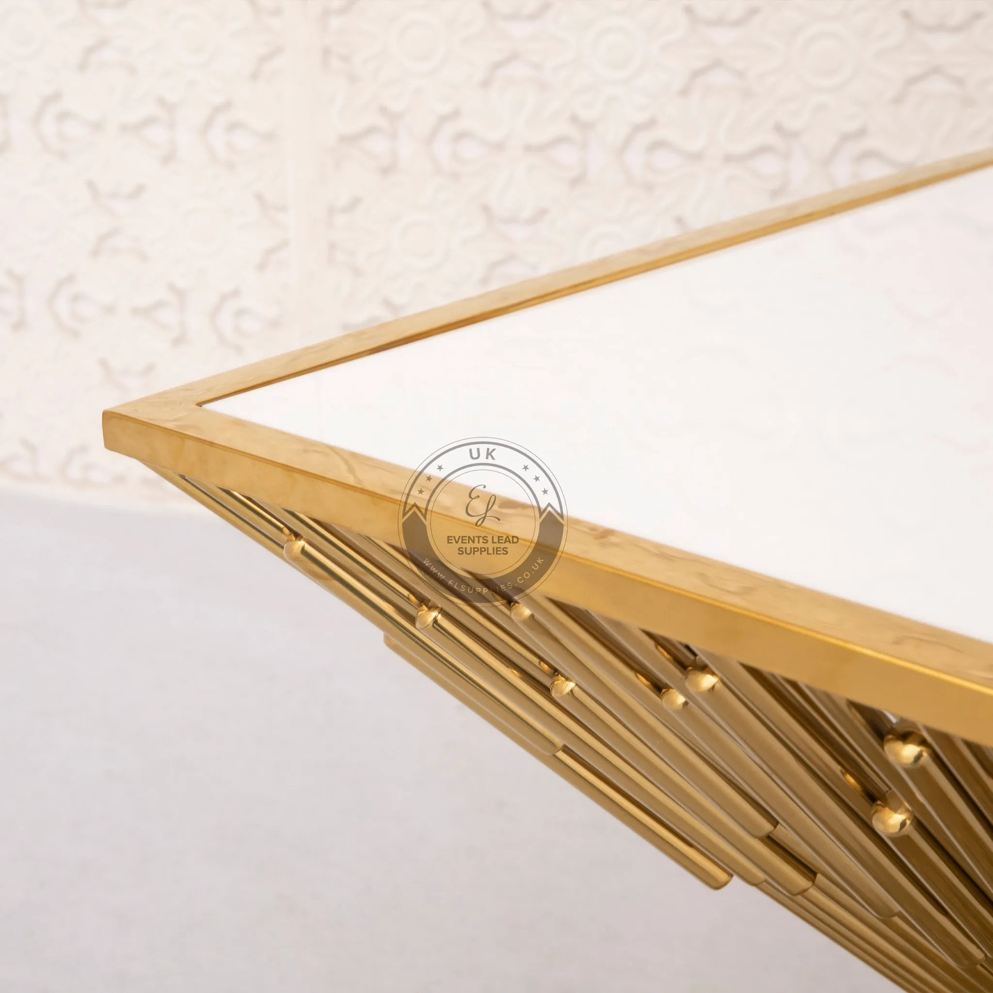 AMVROSIA Cake Table - Gold with White Top