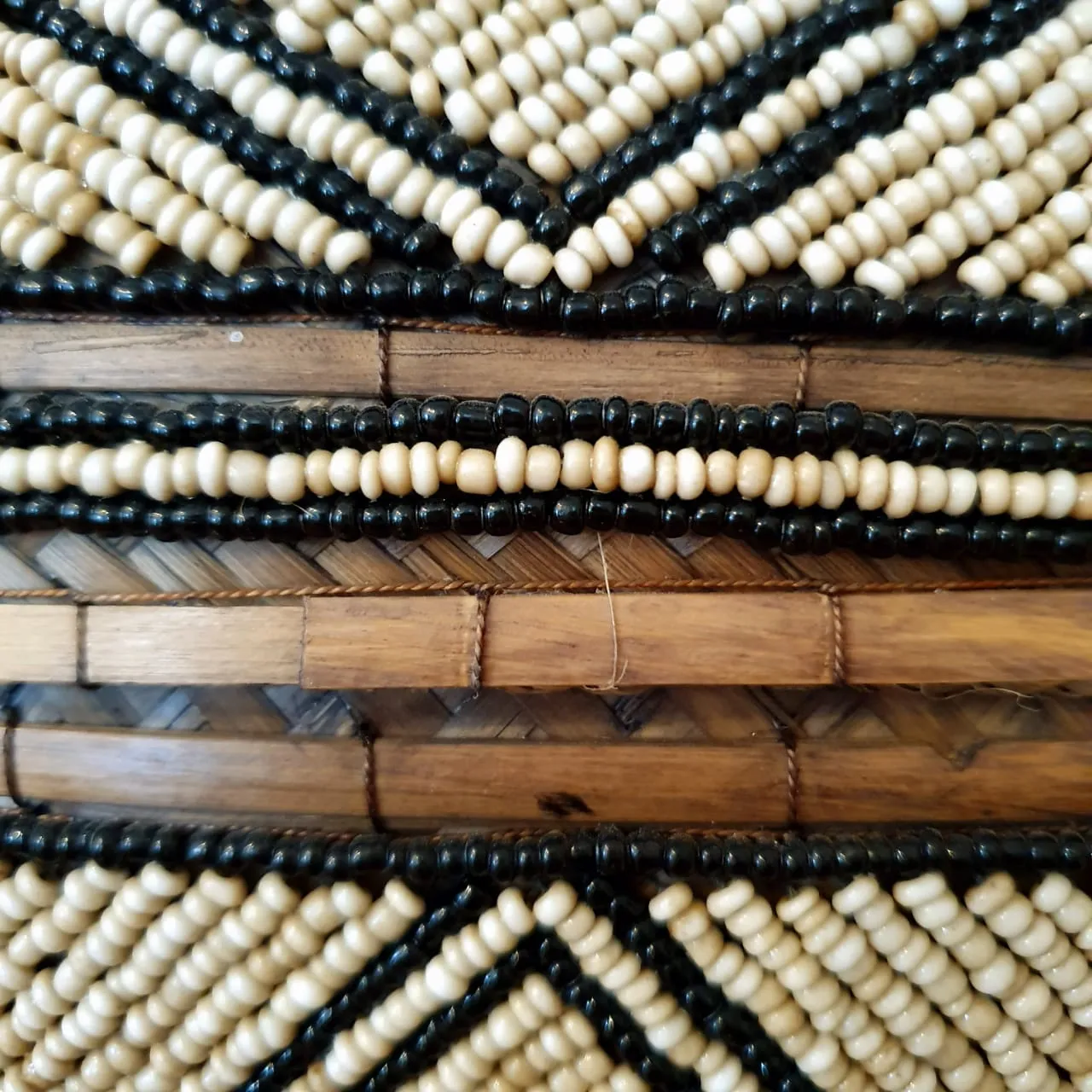 Bamboo Bag With Beaded Motif And Shells