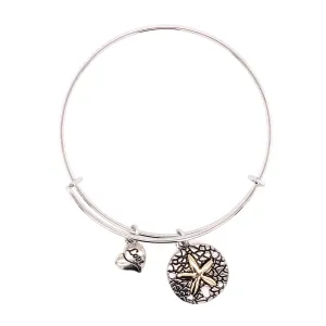 Bangle Bracelet Sand Dollar Charm, Silver