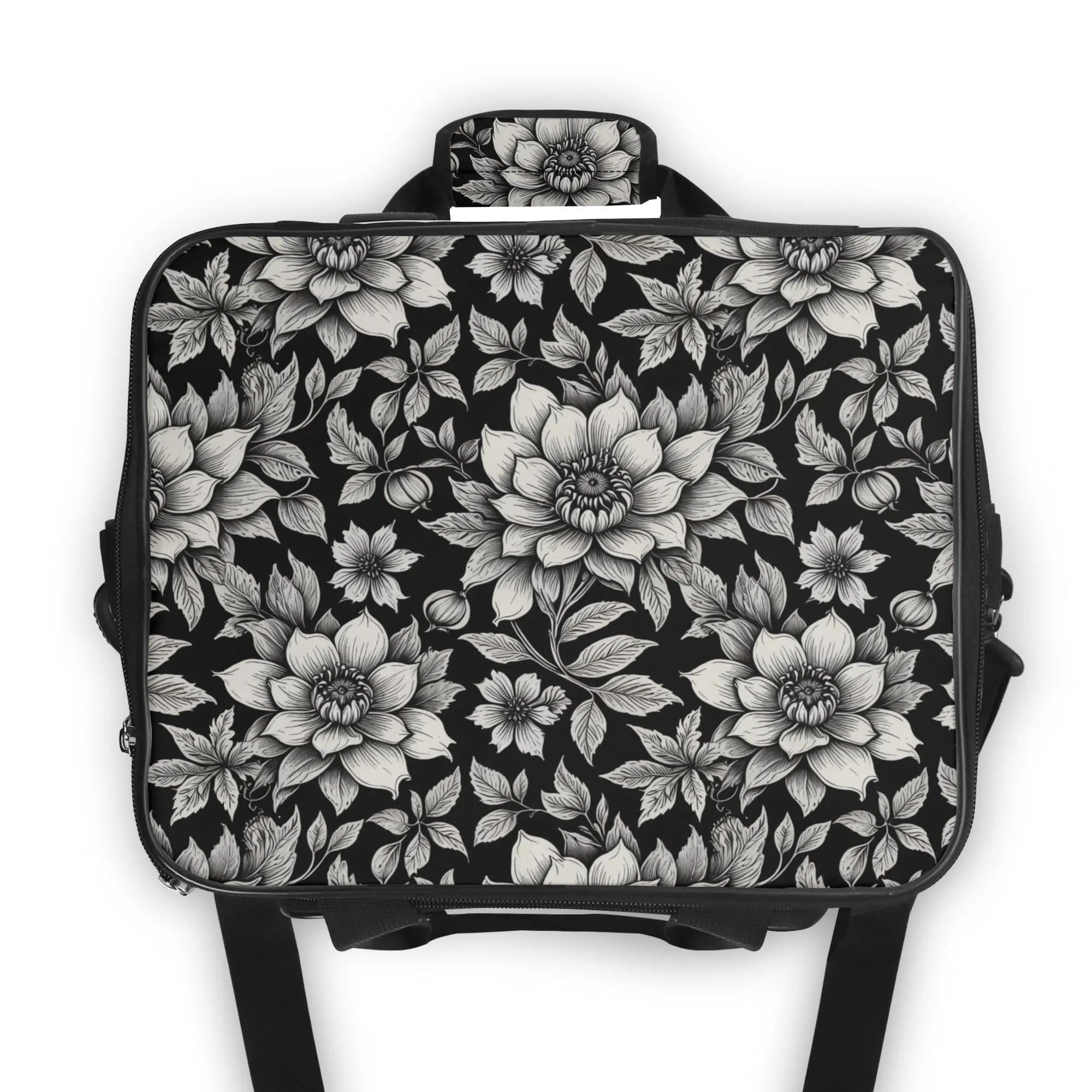 Black and White Bloom Insulated Leakproof Cooler Bag Lunch Box