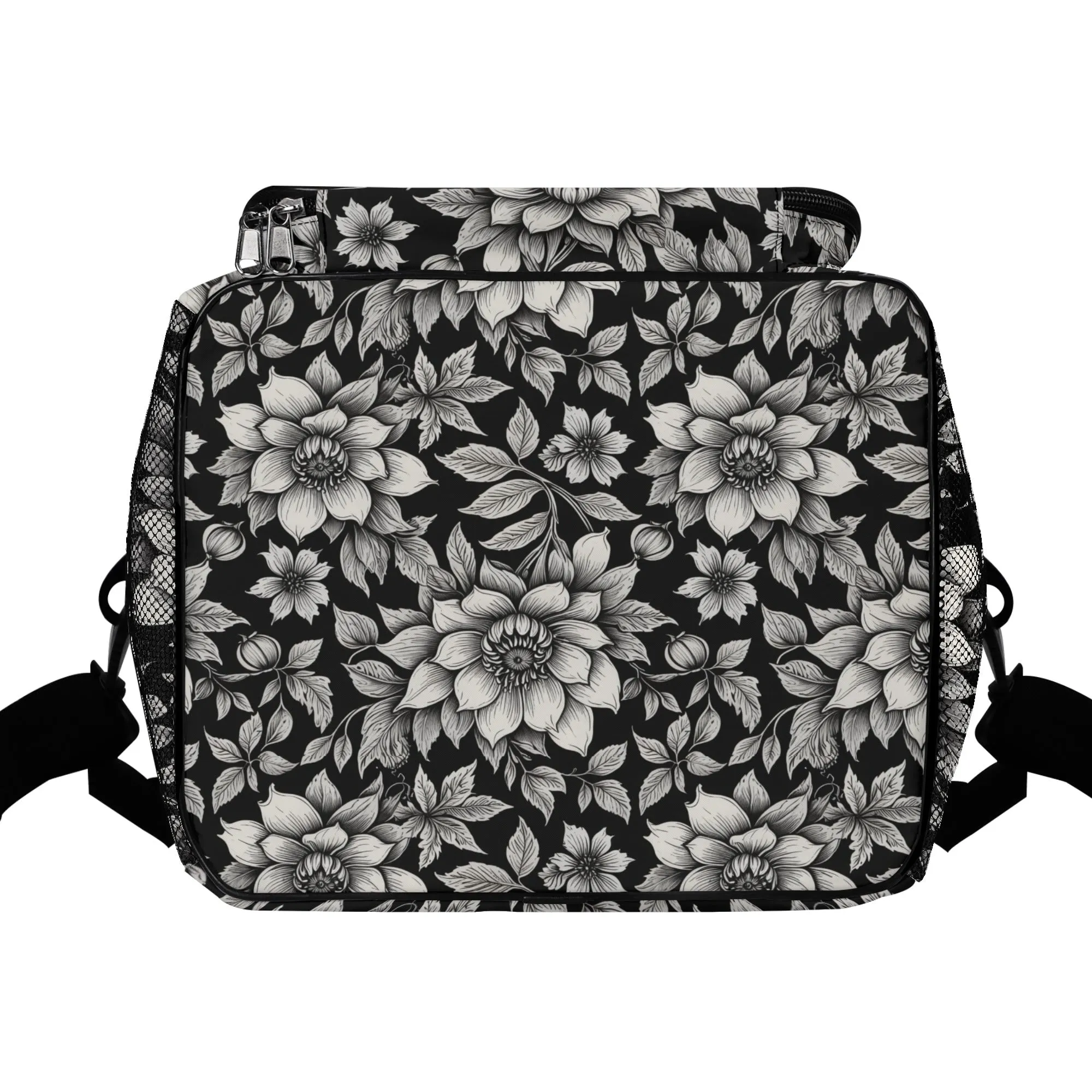 Black and White Bloom Insulated Leakproof Cooler Bag Lunch Box