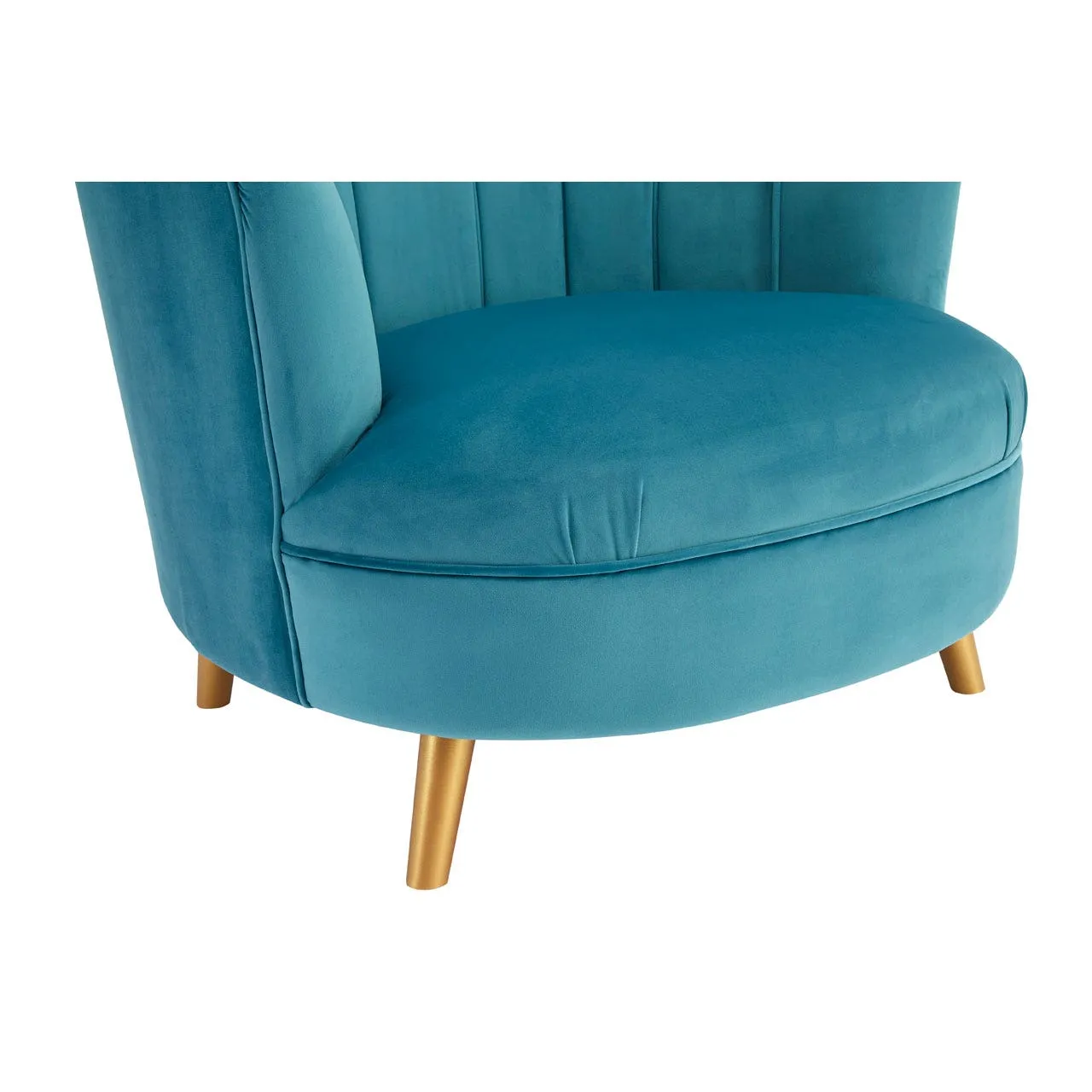 Blue Velvet Chair with Gold Wood Legs