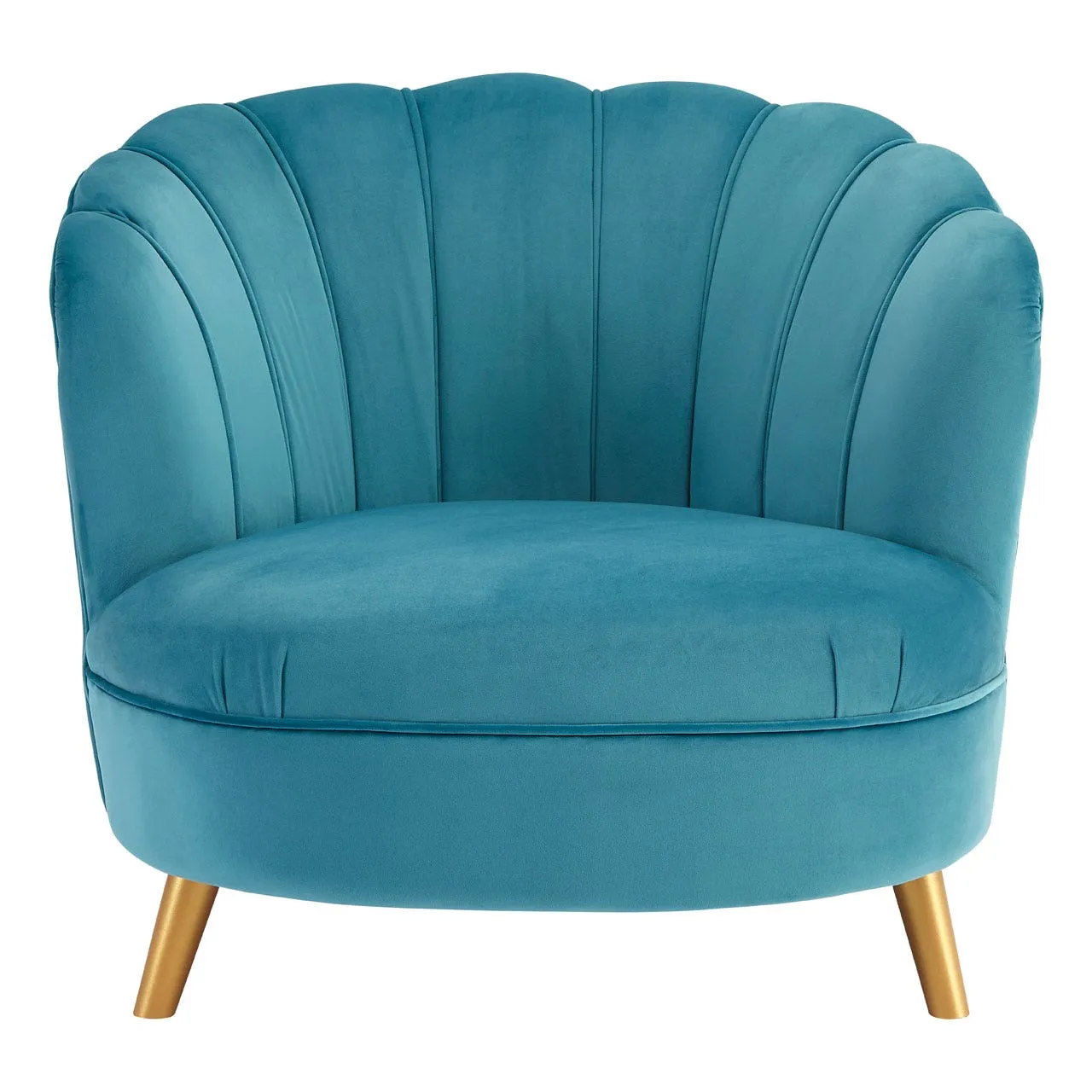 Blue Velvet Chair with Gold Wood Legs