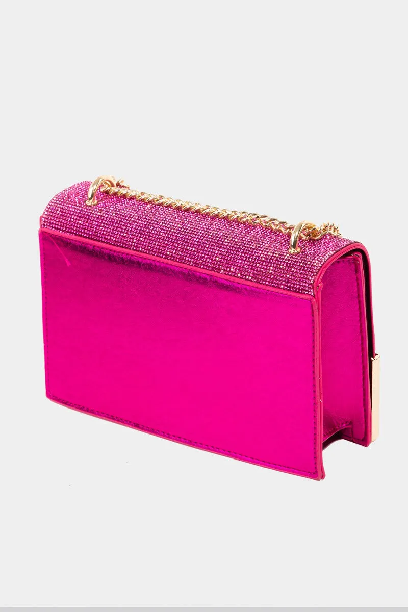 Blue Zone Planet |  Fame Rhinestone Studded Rectangle Crossbody Bag