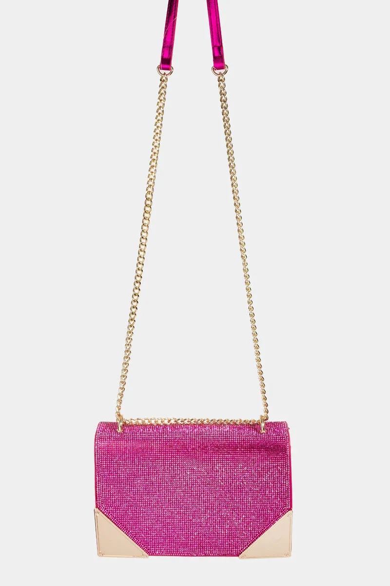 Blue Zone Planet |  Fame Rhinestone Studded Rectangle Crossbody Bag
