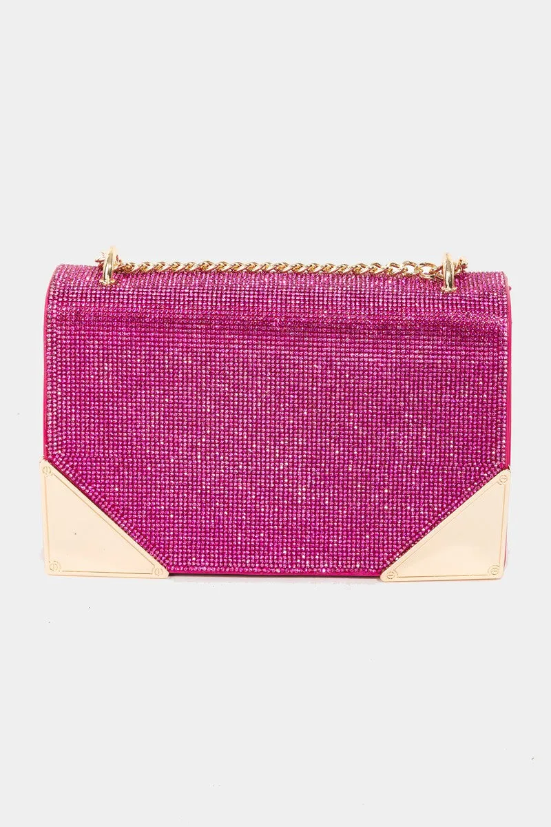 Blue Zone Planet |  Fame Rhinestone Studded Rectangle Crossbody Bag