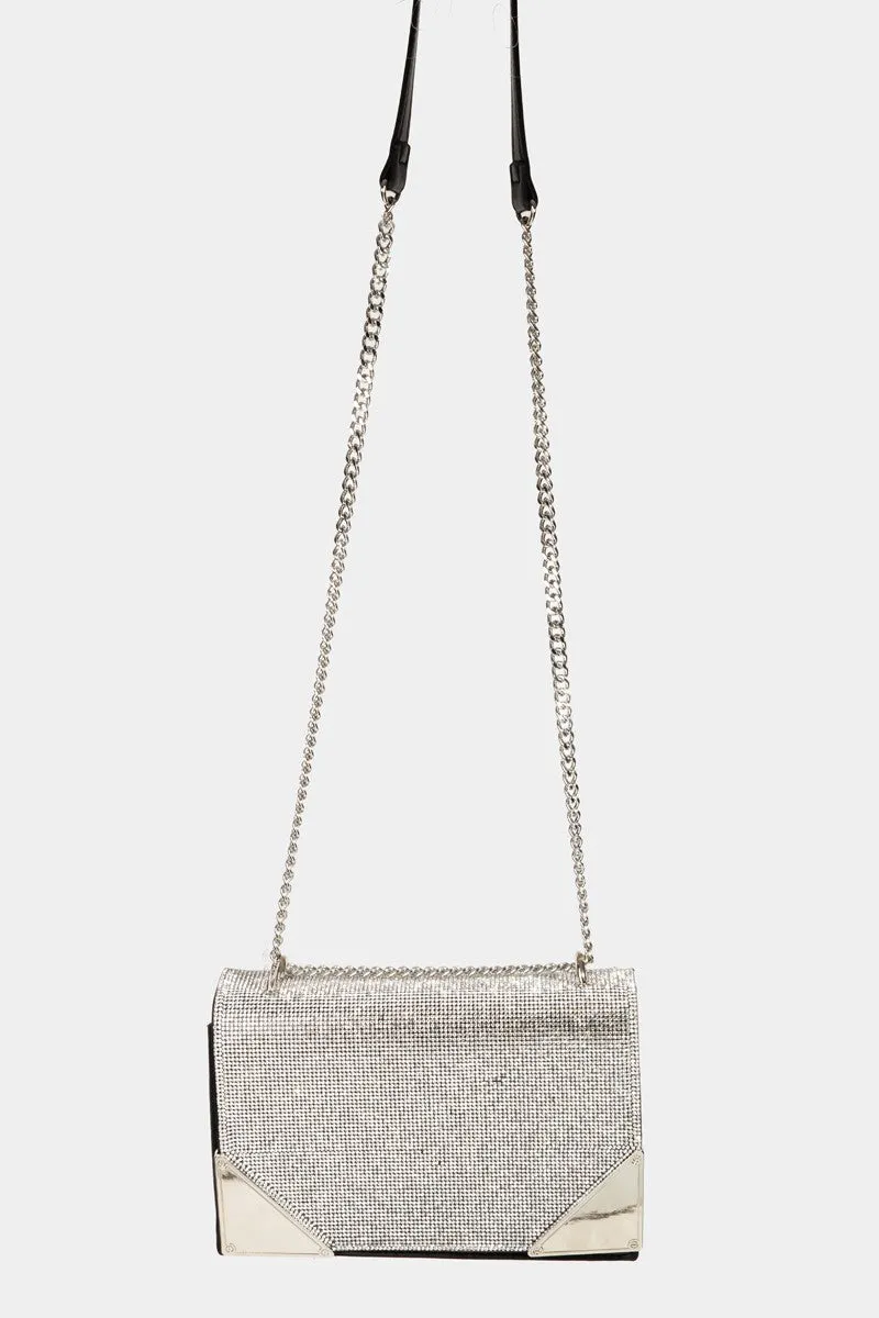 Blue Zone Planet |  Fame Rhinestone Studded Rectangle Crossbody Bag
