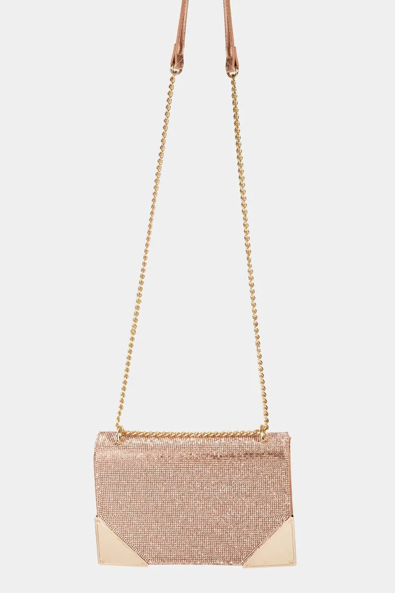 Blue Zone Planet |  Fame Rhinestone Studded Rectangle Crossbody Bag
