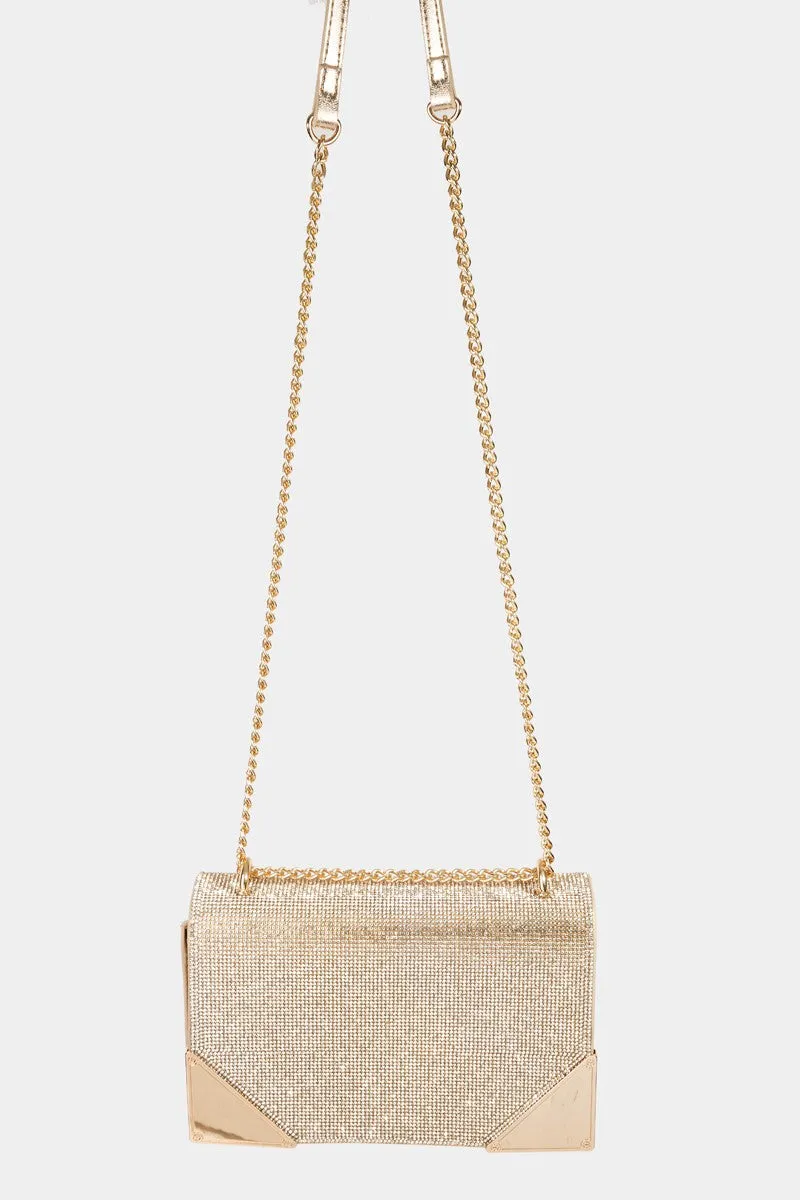 Blue Zone Planet |  Fame Rhinestone Studded Rectangle Crossbody Bag