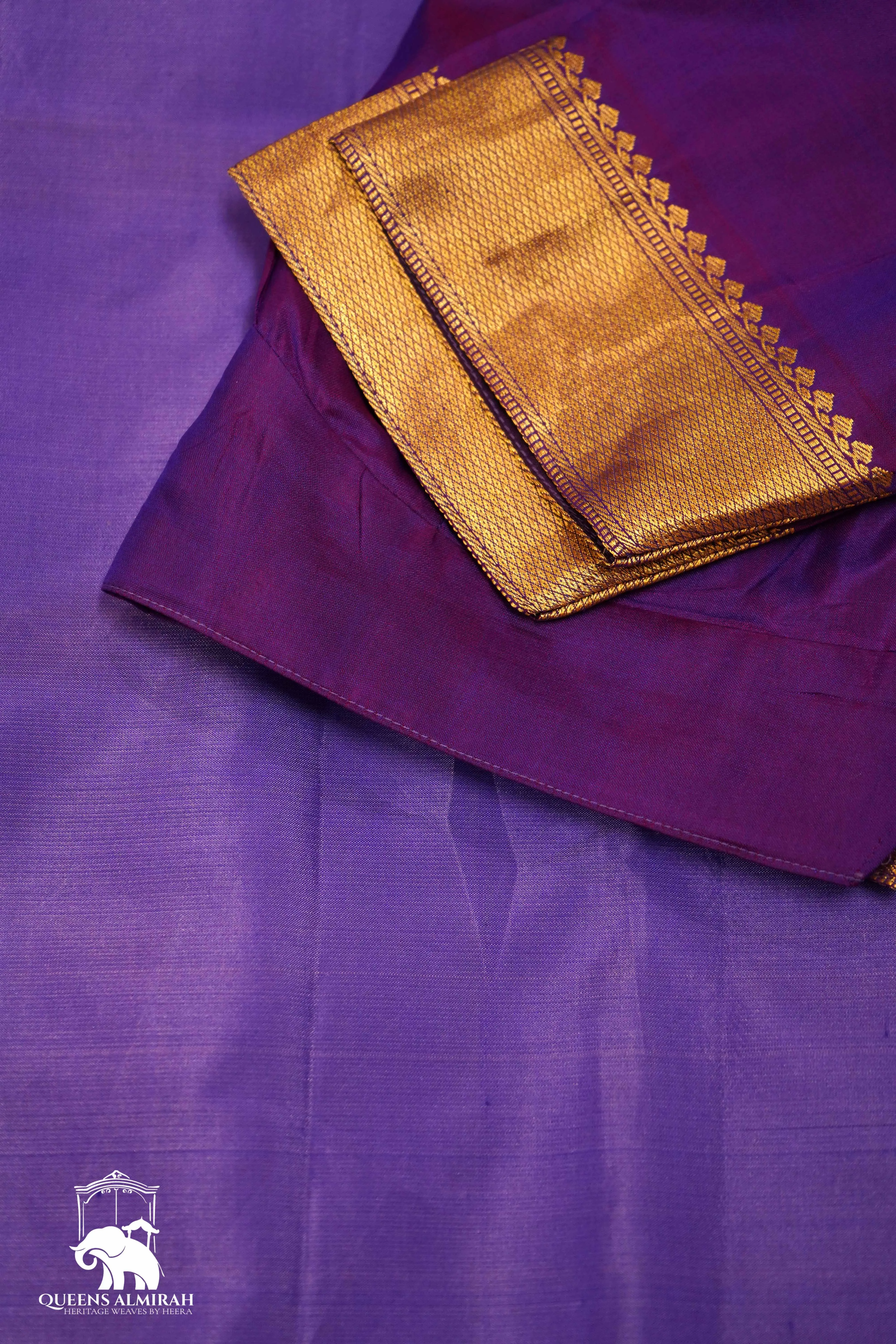 BRIGHT LAVENDAR WITH GOLD BORDER KANCHIVARAM SILK SAREE