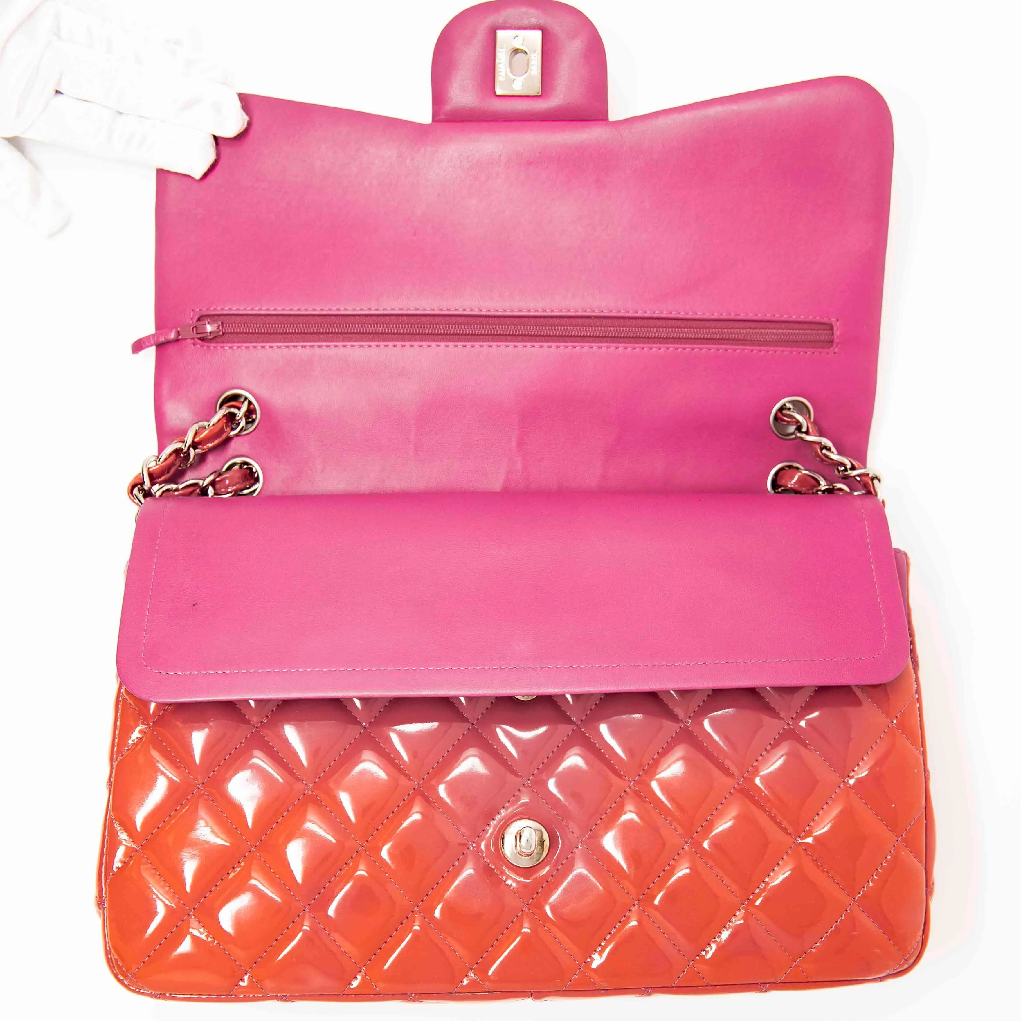 Chanel Pink Patent Classic Jumbo