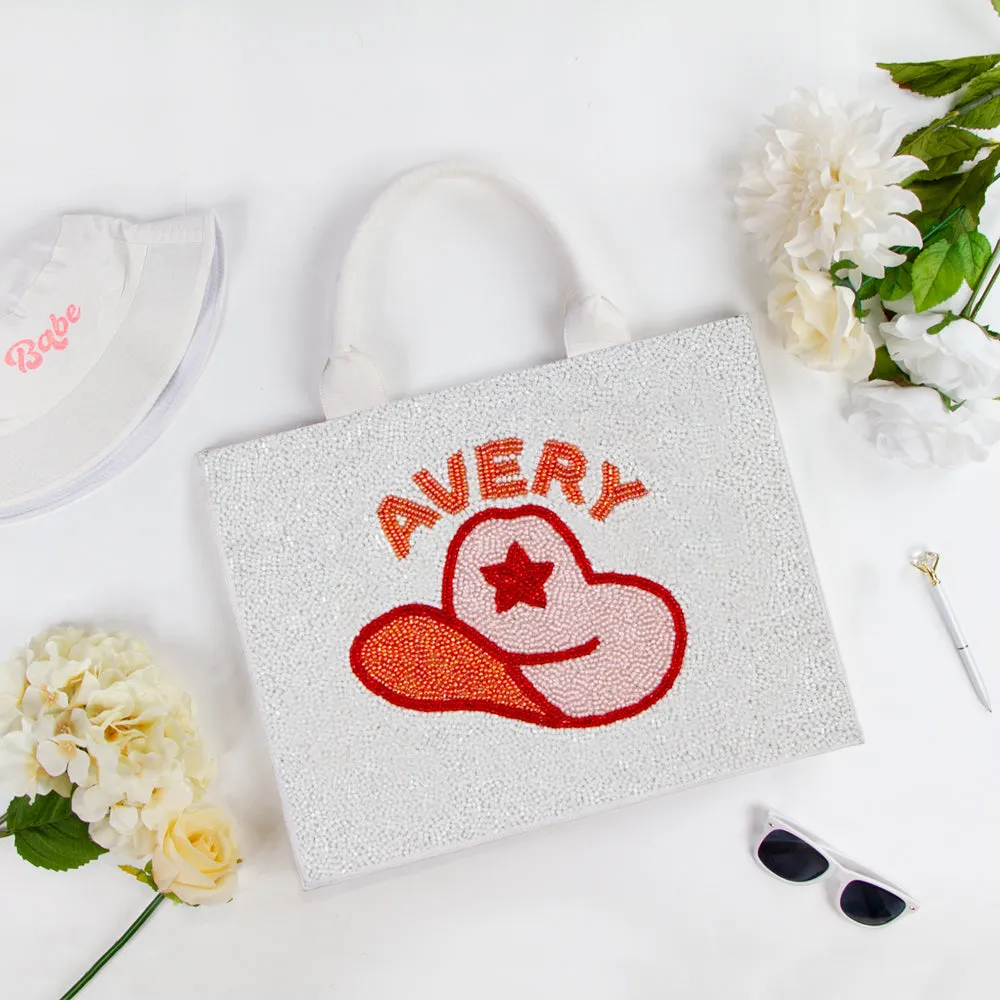 Custom Beaded Smiley Tote Bag