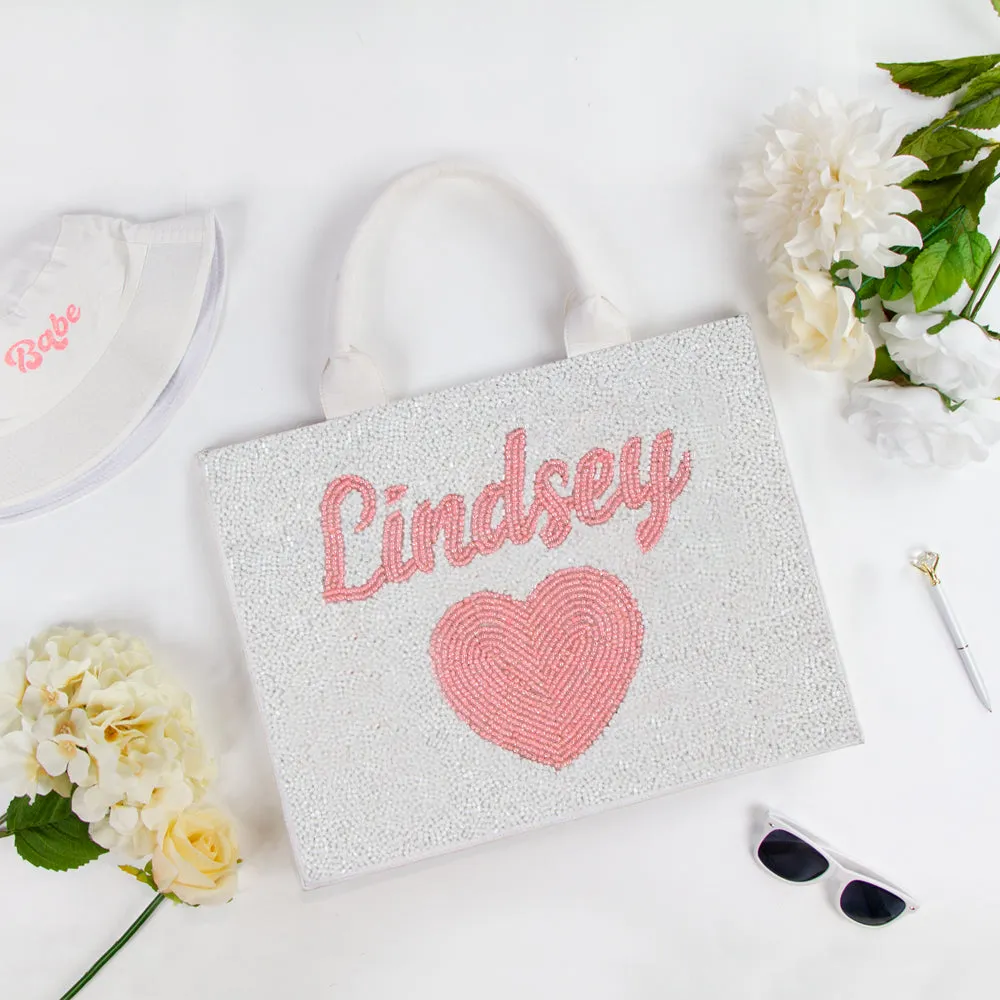 Custom Beaded Smiley Tote Bag
