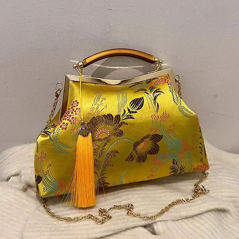 Elegant Wooden Handle Evening Bag