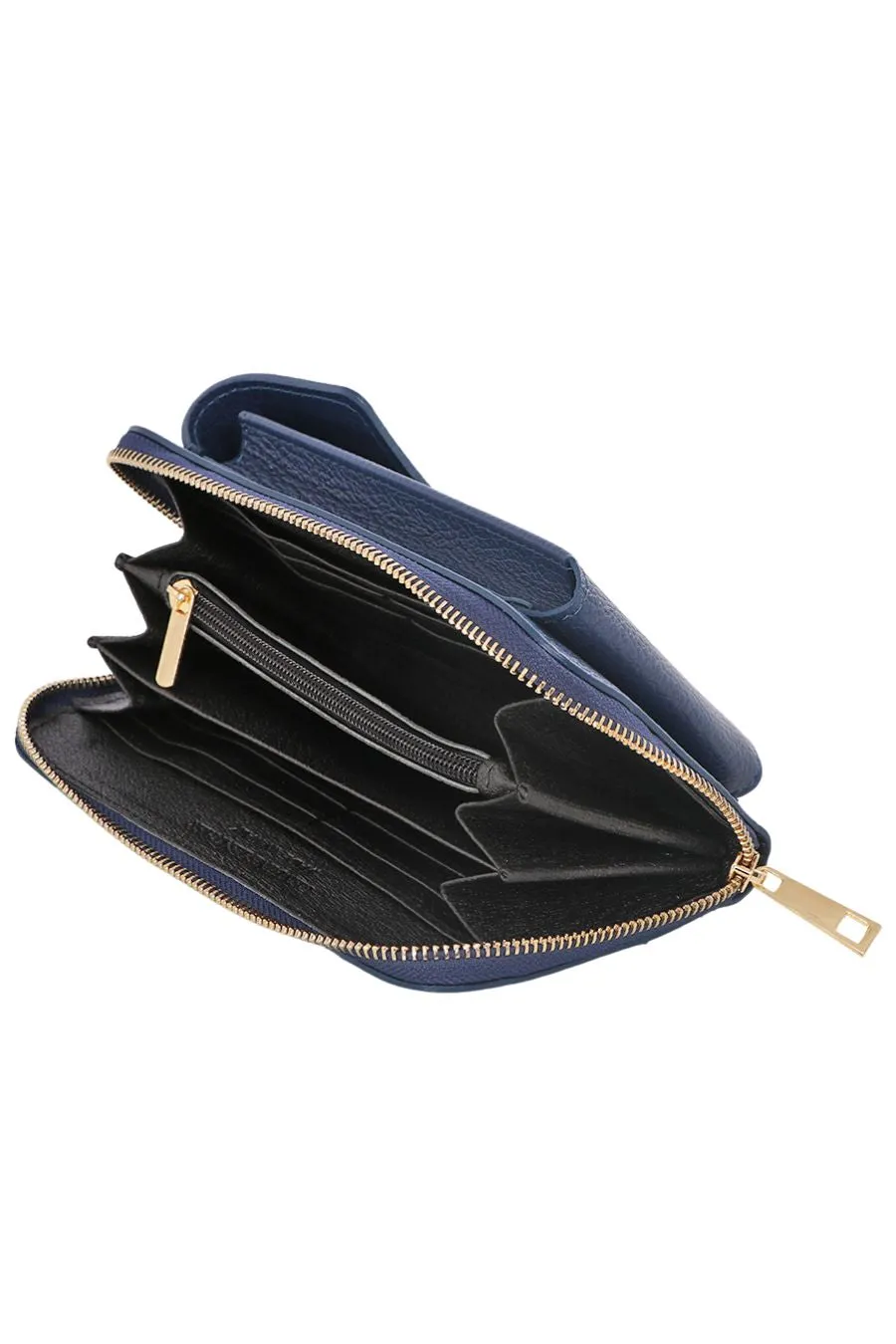 Emily Phone Purse - Navy Blue, Pebbled