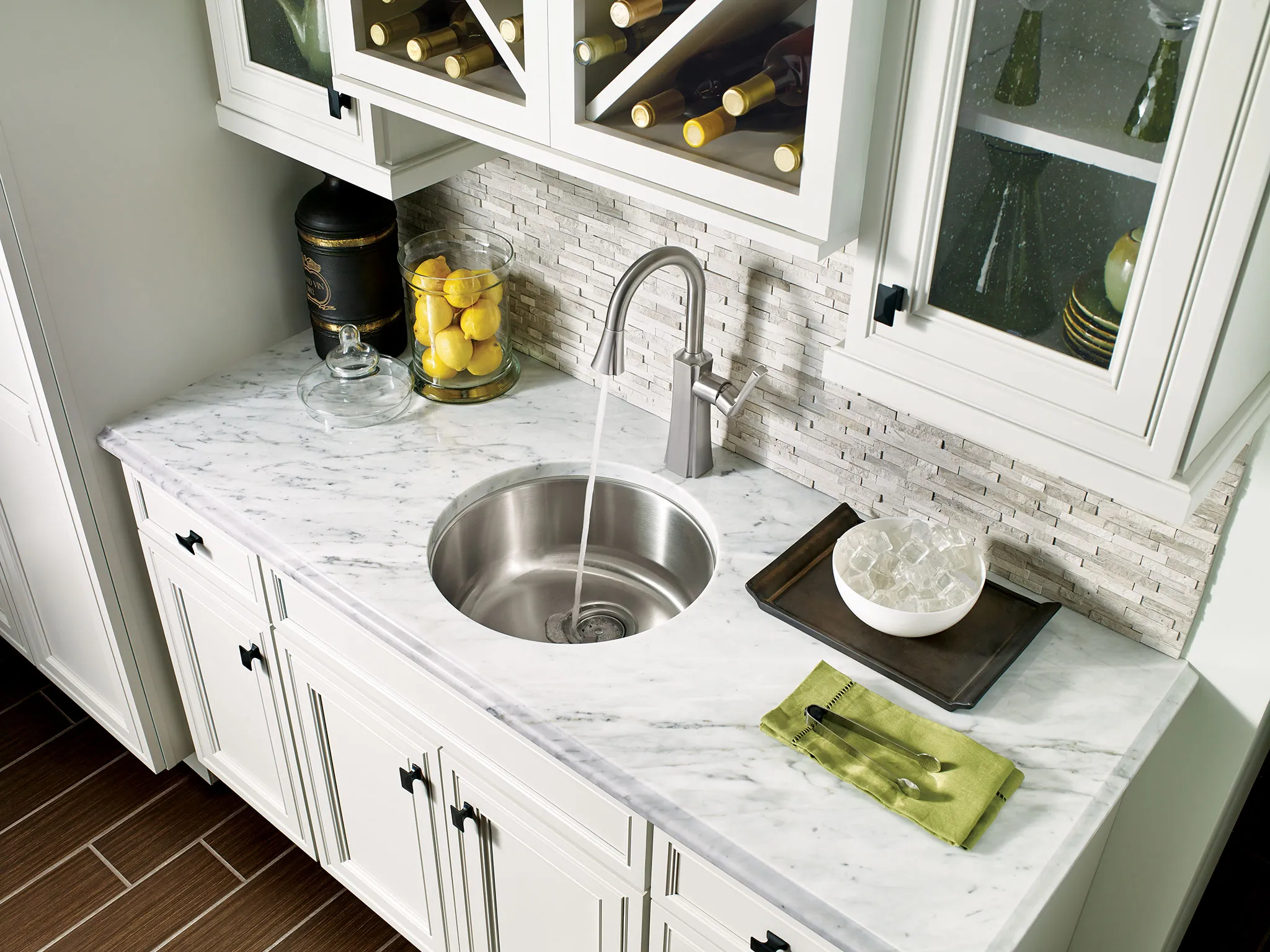 Etch Chrome One-Handle High Arc Pulldown Bar Faucet