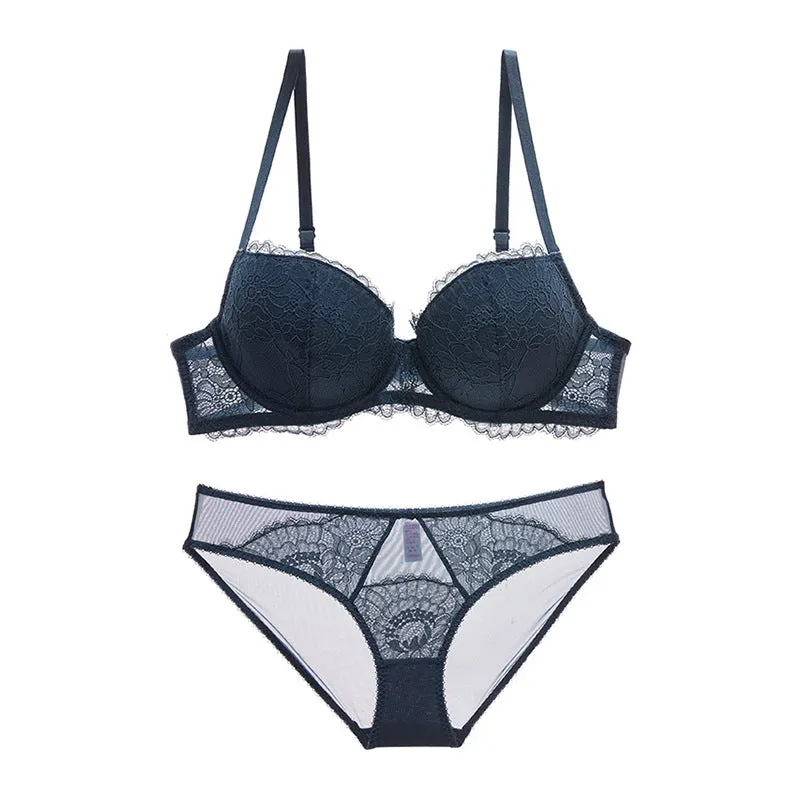 Eyelashes thin underwear sexy push-up steel ring lace girl big breasts large size thin pure lust bra set