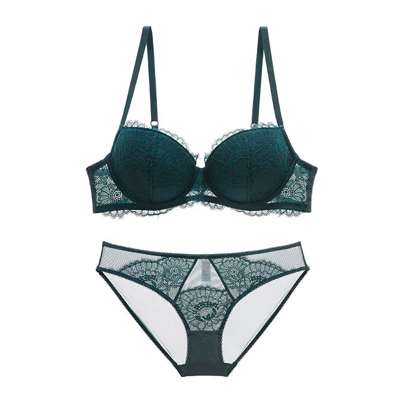 Eyelashes thin underwear sexy push-up steel ring lace girl big breasts large size thin pure lust bra set