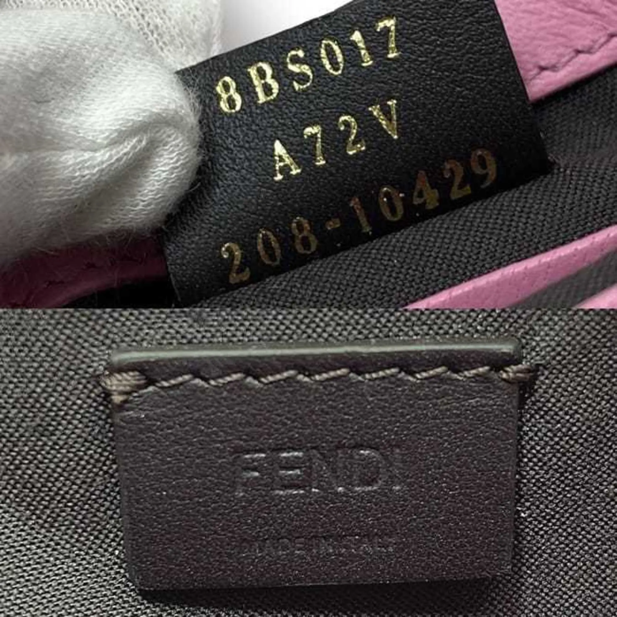 FENDI Baguette Small Pink Gold 8BS017 Leather GP  Shoulder Bag FF Embossed Ladies Chain