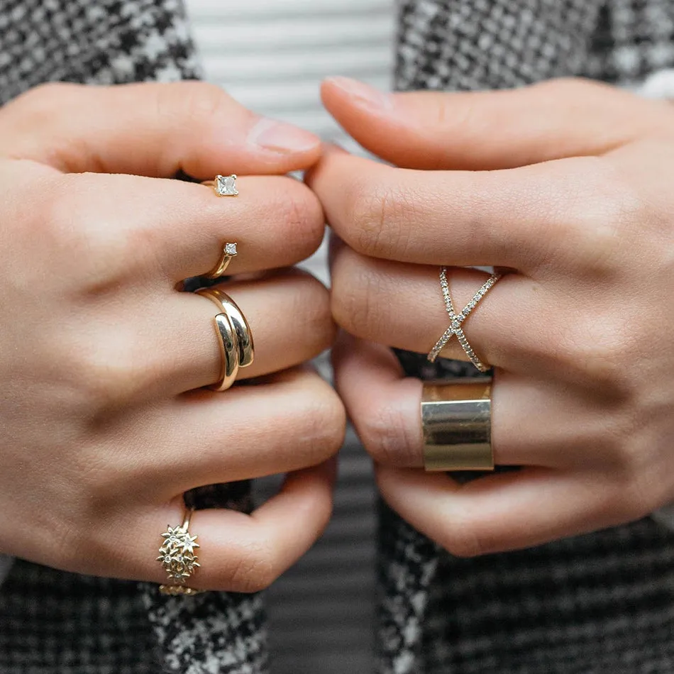 FJ0063 925 Sterling Silver Crossover Ring