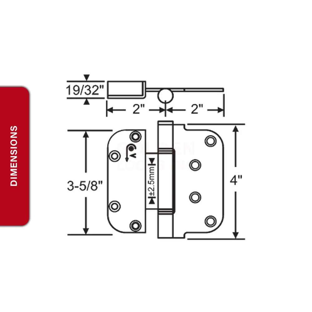 Hoppe Set Hinge Polished Brass 8762439