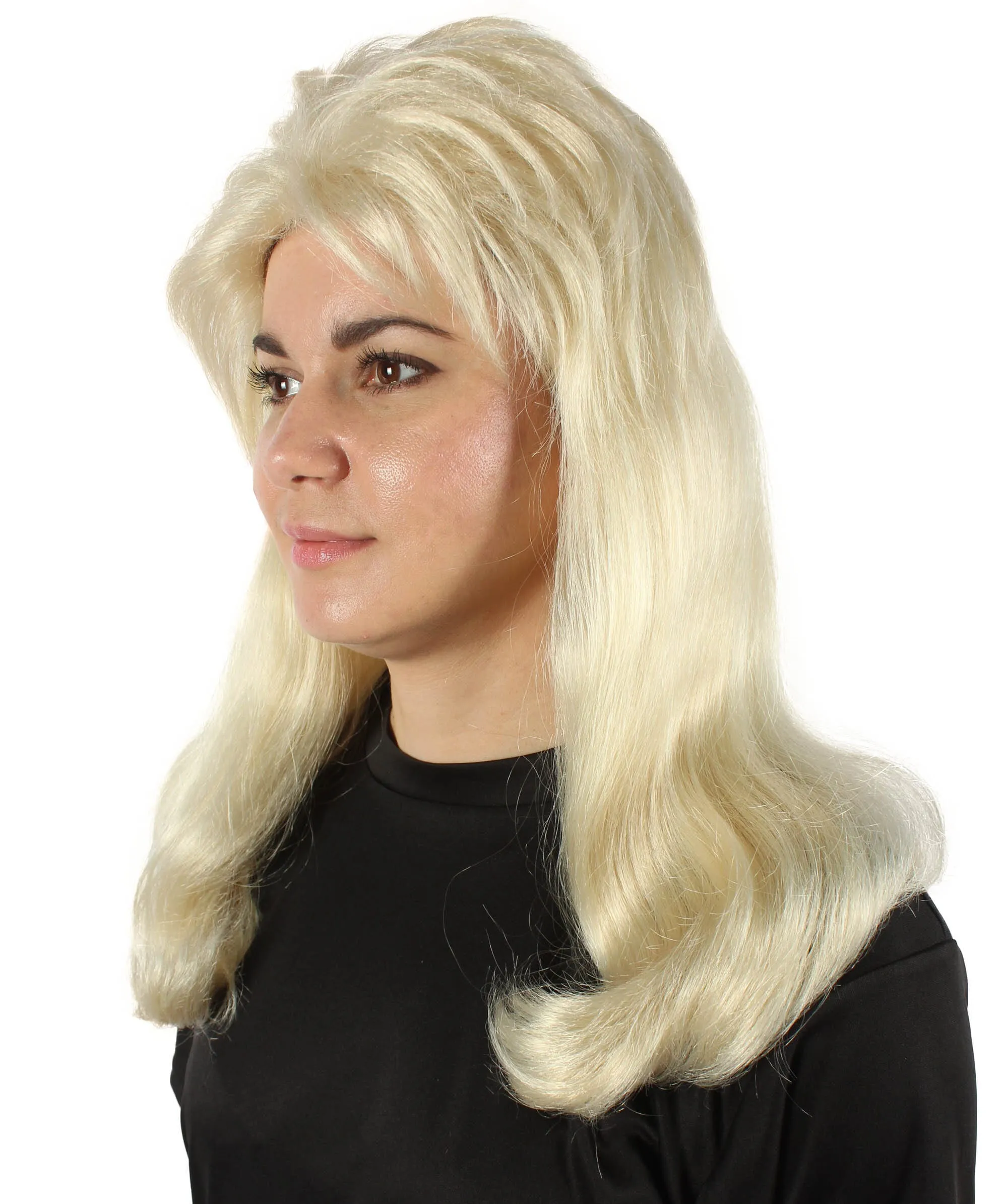 HPO Adult Women’s Vintage Curly 60s Hairstyle Blonde Wig with Bangs| Perfect for your Halloween & Cosplay Party!
