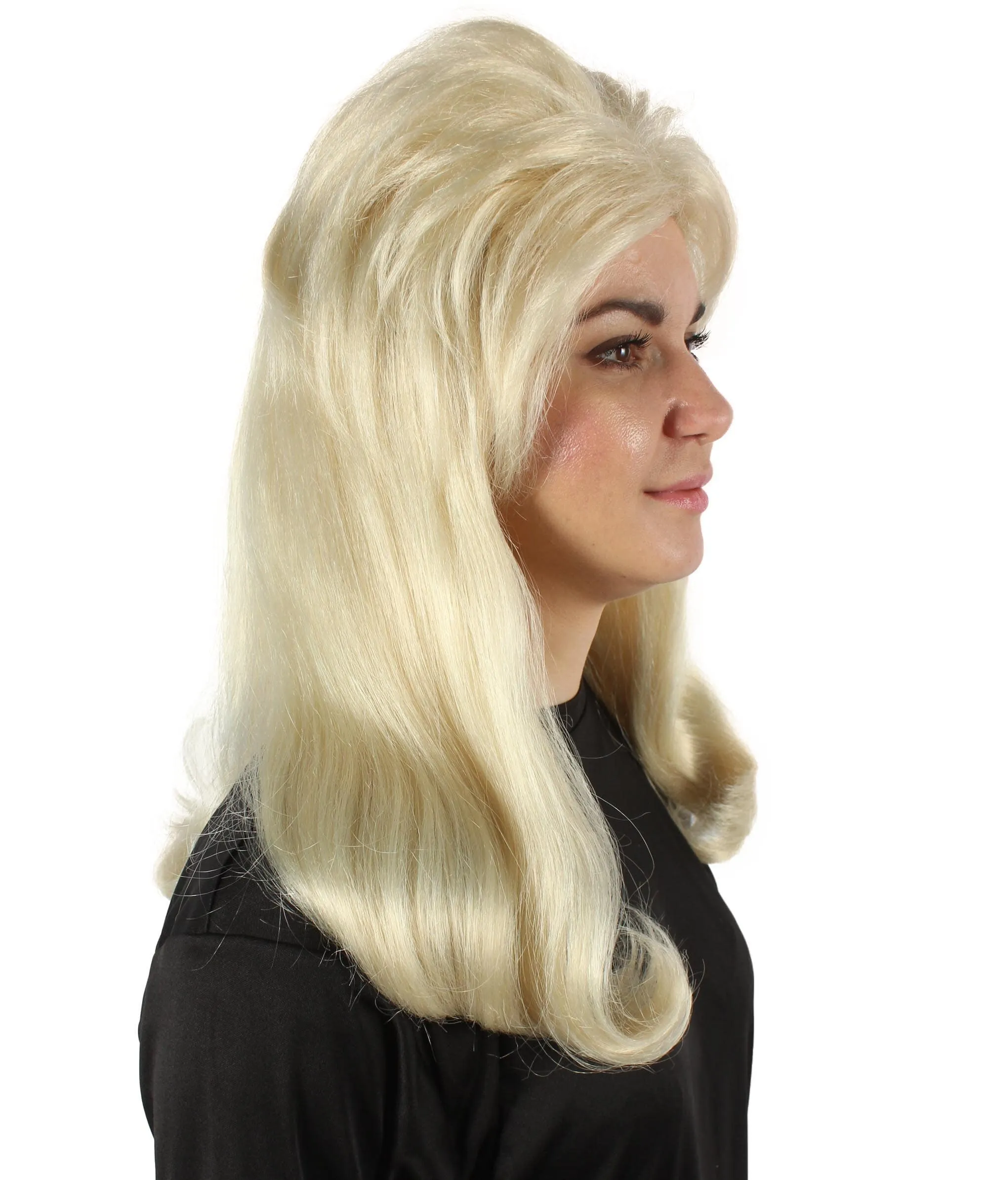 HPO Adult Women’s Vintage Curly 60s Hairstyle Blonde Wig with Bangs| Perfect for your Halloween & Cosplay Party!