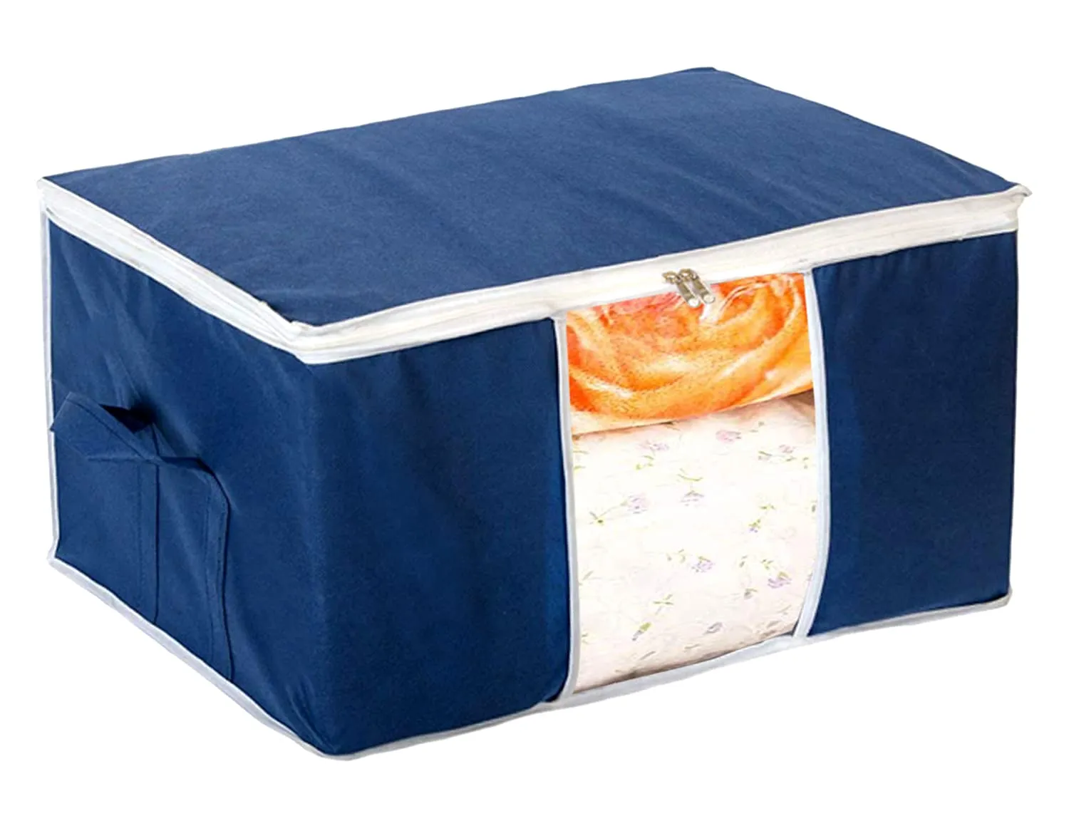 Kuber Industries Underbed Clothes Blankets Storage Bag With Tranasparent Window (Navy Blue)-HS_38_KUBMART21706