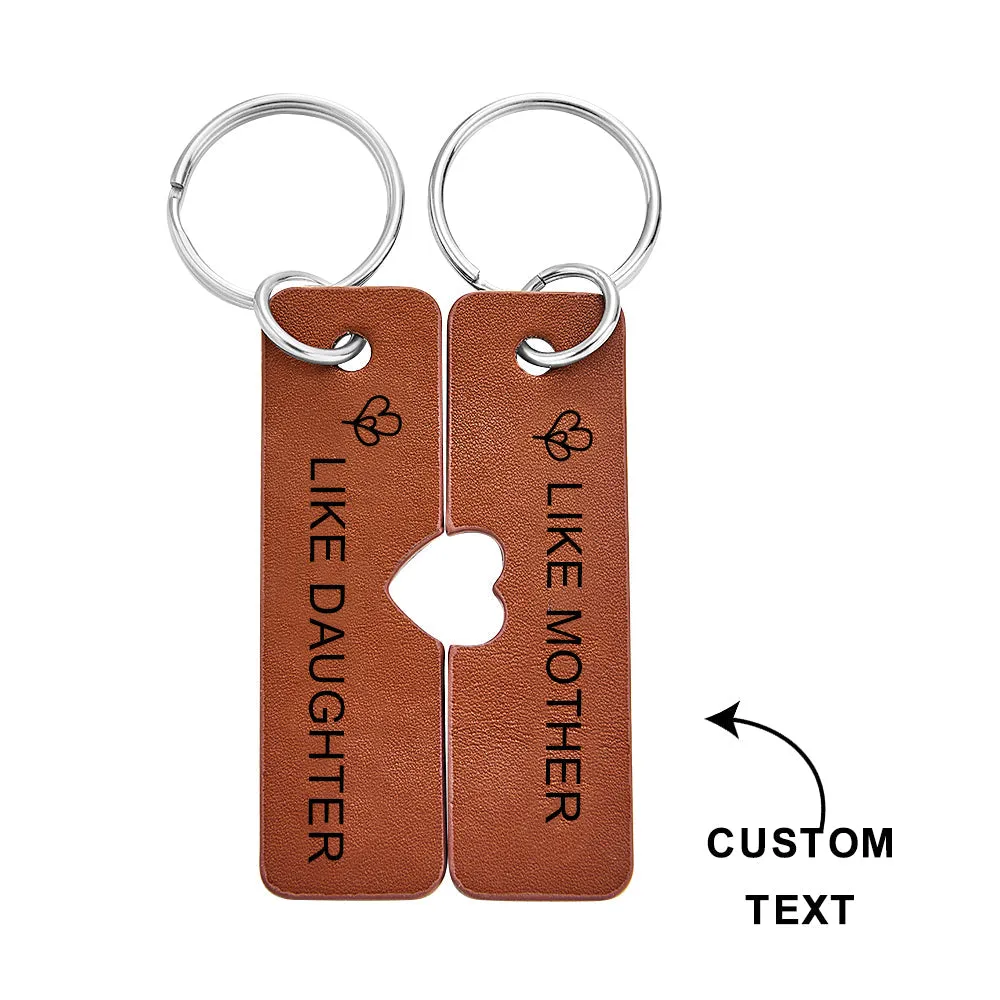 Leather Keychains Custom Engraved Tag Bag Chain Gift for Mother