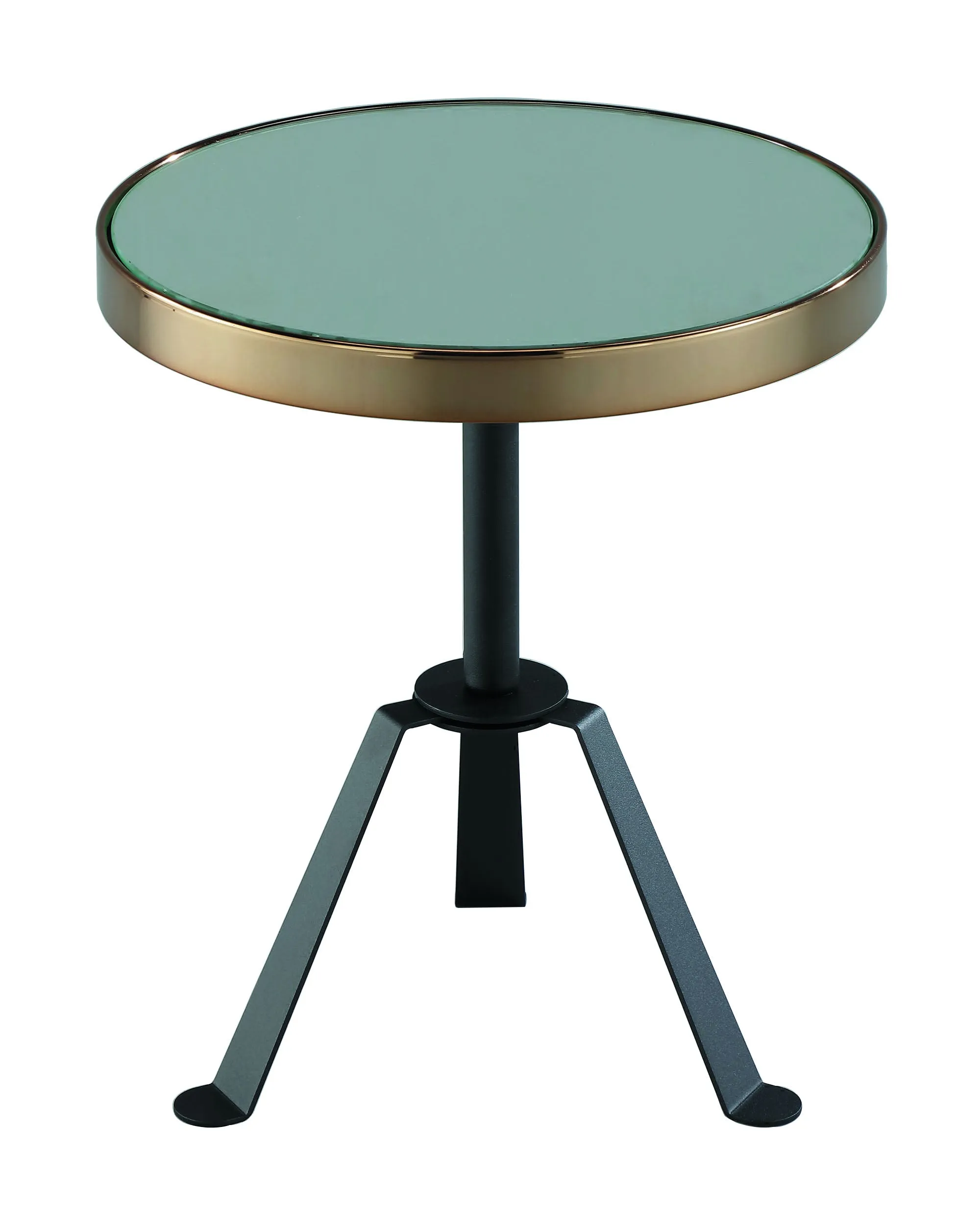 Leonardo Three Legged Side Table With Mirrored Top - Rose Gold/Black