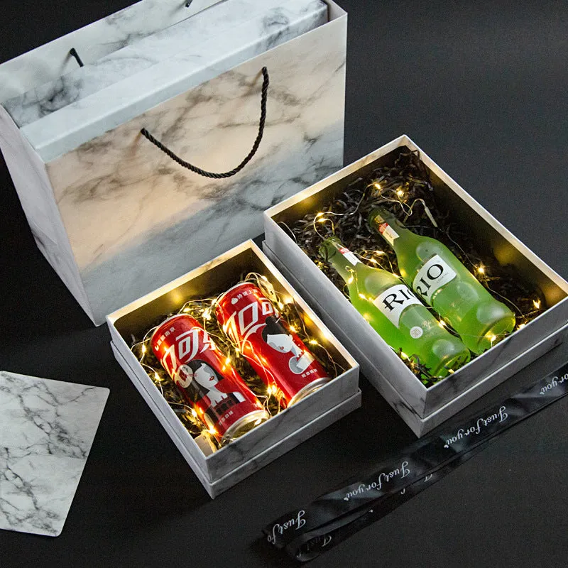 marble pattern square gift box customization