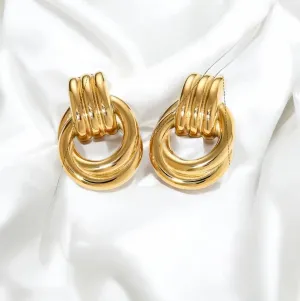 MORGHAN Stainless Steel Gold Plated Statement Vintage Inspired Hypoallergenic Earrings