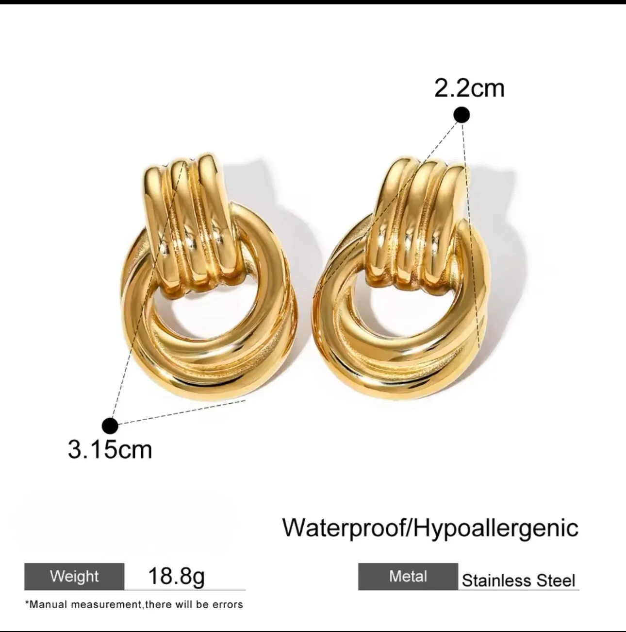 MORGHAN Stainless Steel Gold Plated Statement Vintage Inspired Hypoallergenic Earrings