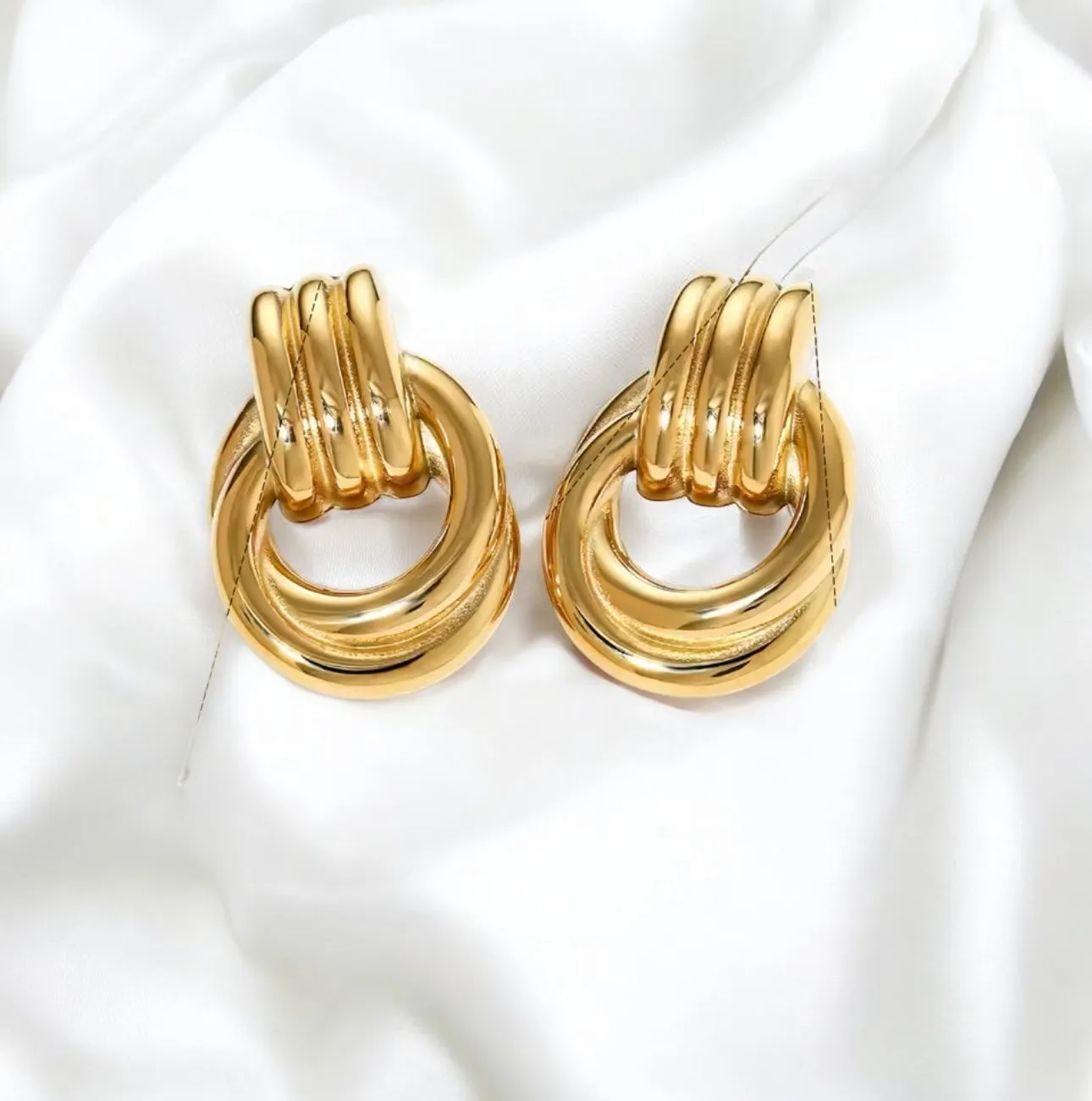 MORGHAN Stainless Steel Gold Plated Statement Vintage Inspired Hypoallergenic Earrings