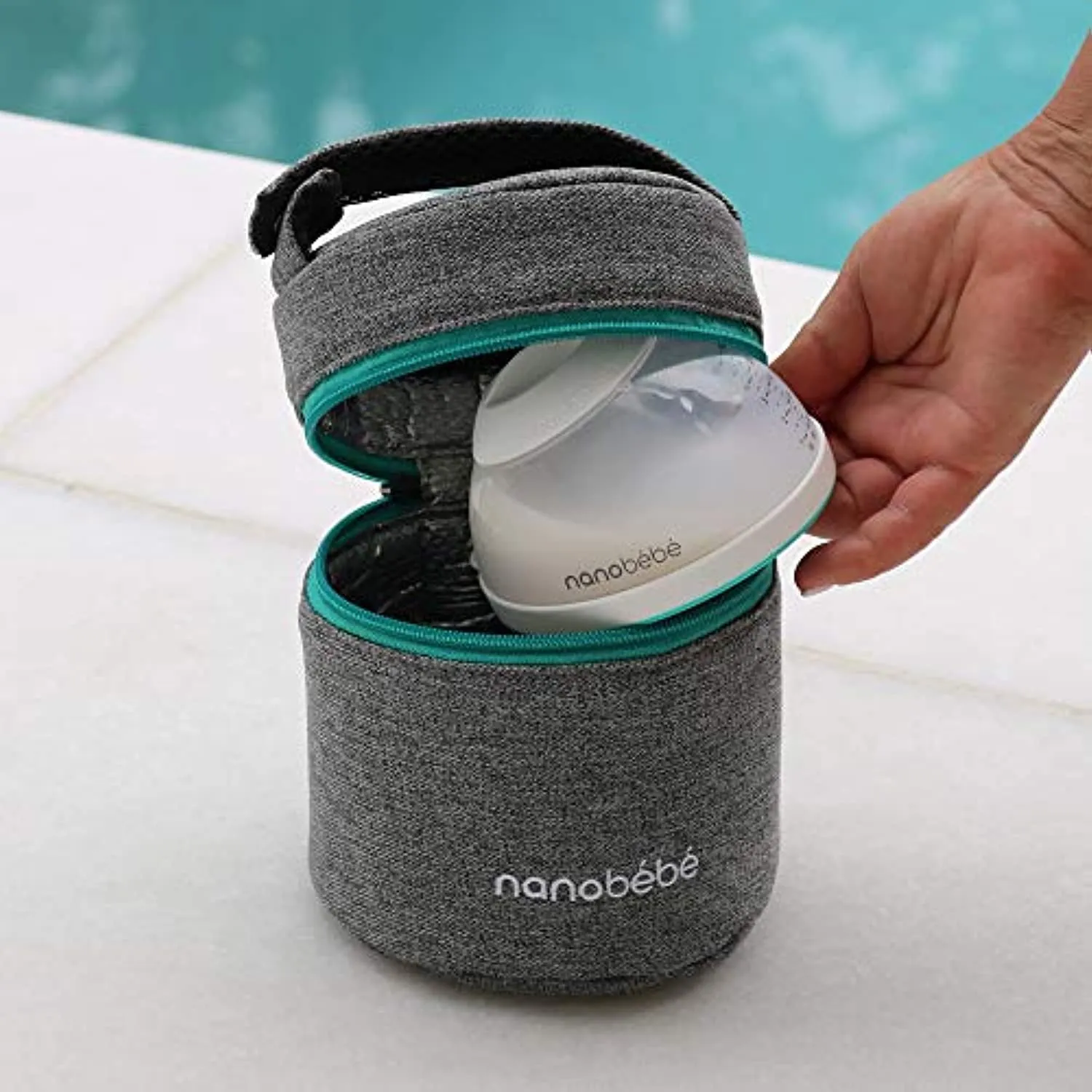 NANOB B nanobebe Breastmilk Baby Bottle Cooler & Travel Bag with Ice Pack Included. Compact Triple Insulated, Easily attaches to Stroller or Diaper Bag- Grey