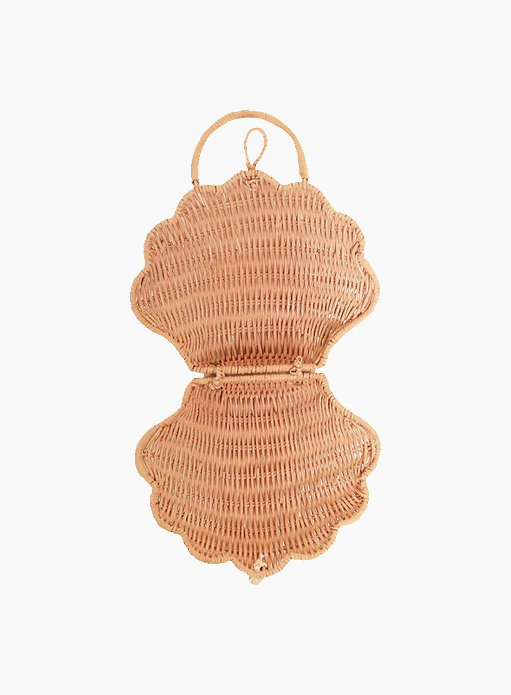 Olli Ella Rattan Shell Bag in Rose