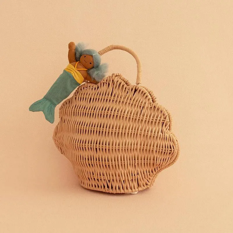 Olli Ella Rattan Shell Bag - Rose