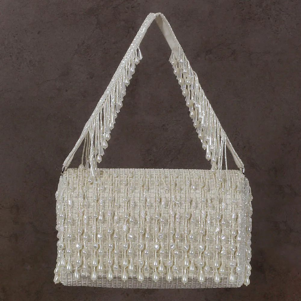 OPAL FLAPOVER CLUTCH PRISTINE IVORY WITH HANDLE