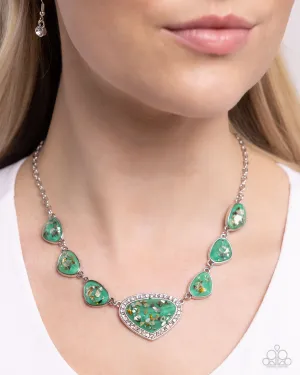 Open Door Jewelry - Discreet Dazzle - Green Necklace - Paparazzi Accessories
