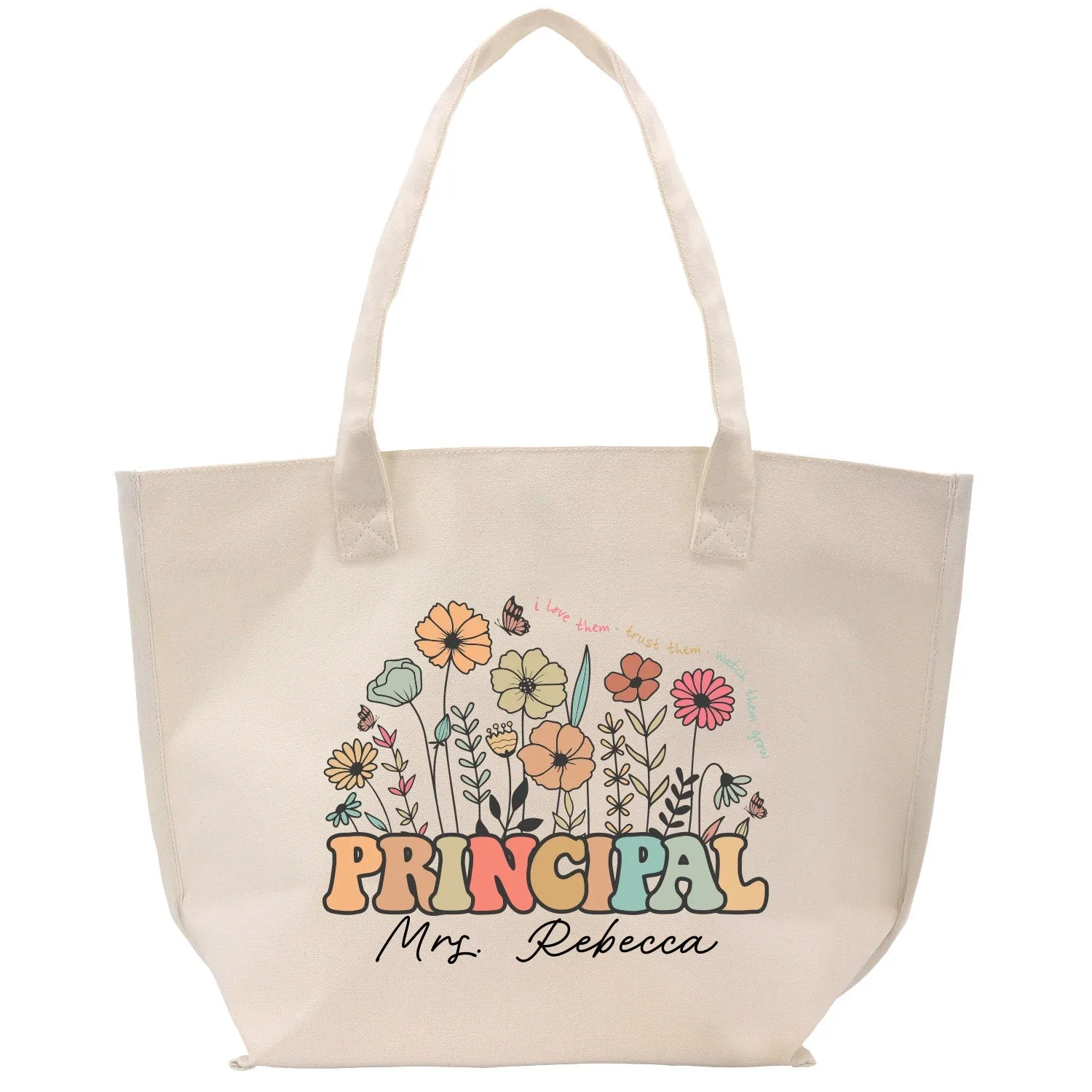 Personalized Principal Teacher Cotton Canvas Tote Bag Gift for Teachers Teacher Life Tote Custom Teacher Appreciation Gift Bag Teacher Name