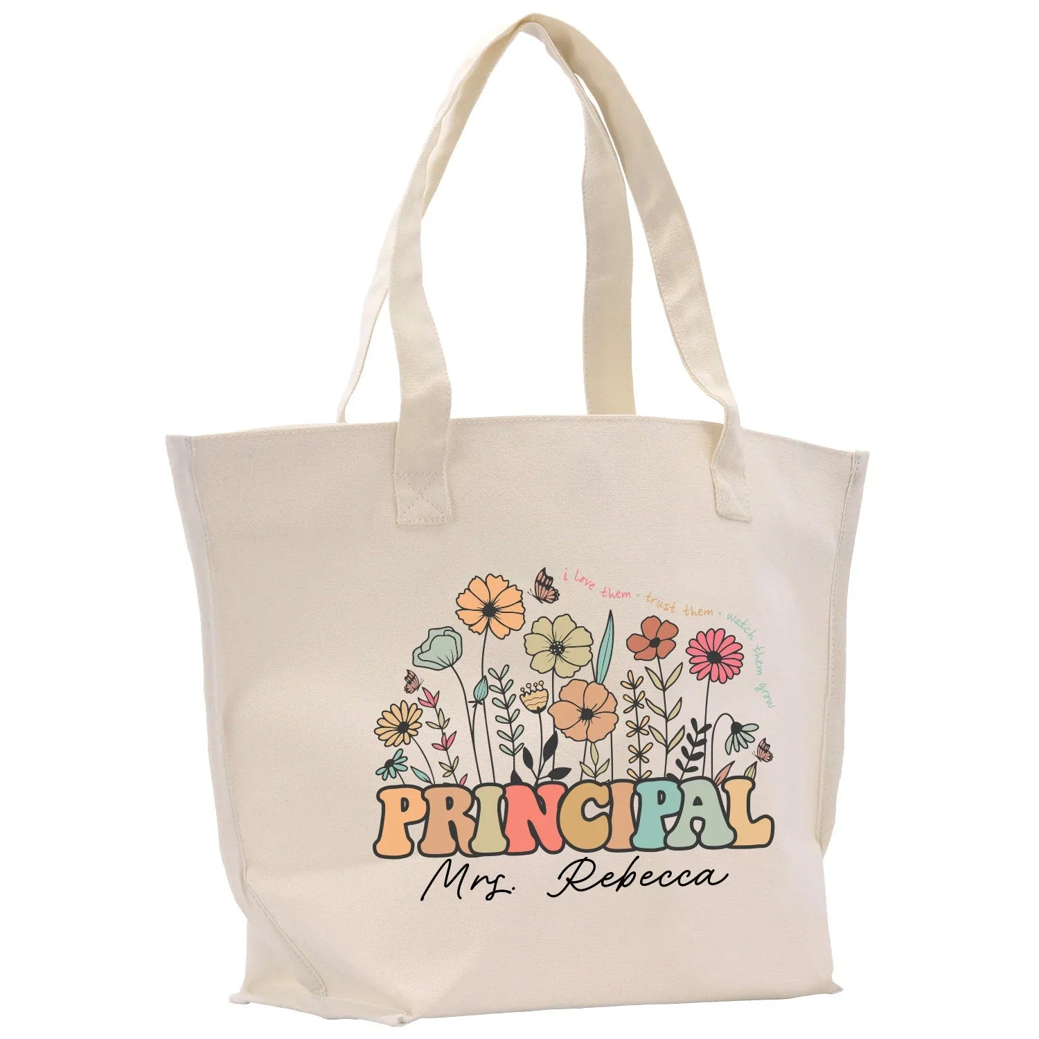 Personalized Principal Teacher Cotton Canvas Tote Bag Gift for Teachers Teacher Life Tote Custom Teacher Appreciation Gift Bag Teacher Name