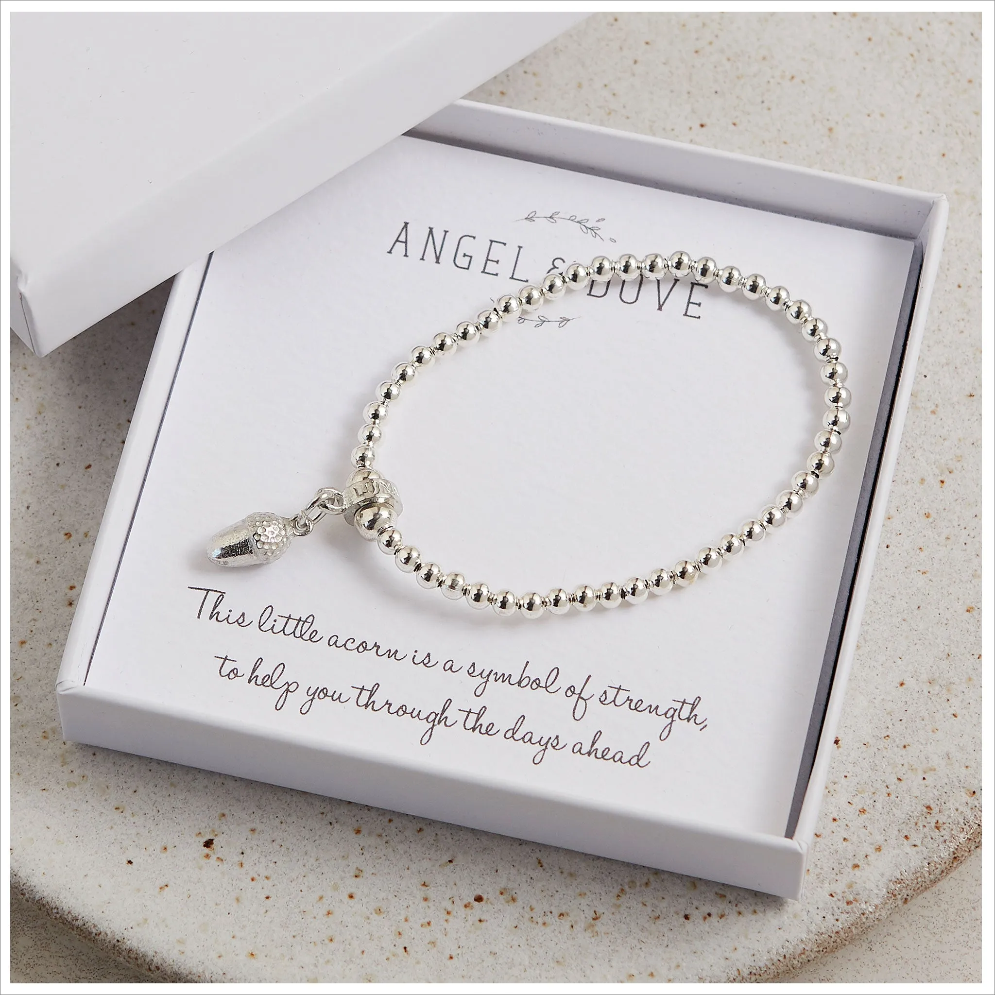 Pewter Acorn 'Strength' Bracelet Sympathy Gift with Luxury Bag & Card