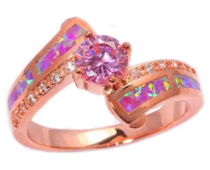Pink Fire Opal & Topaz Ring