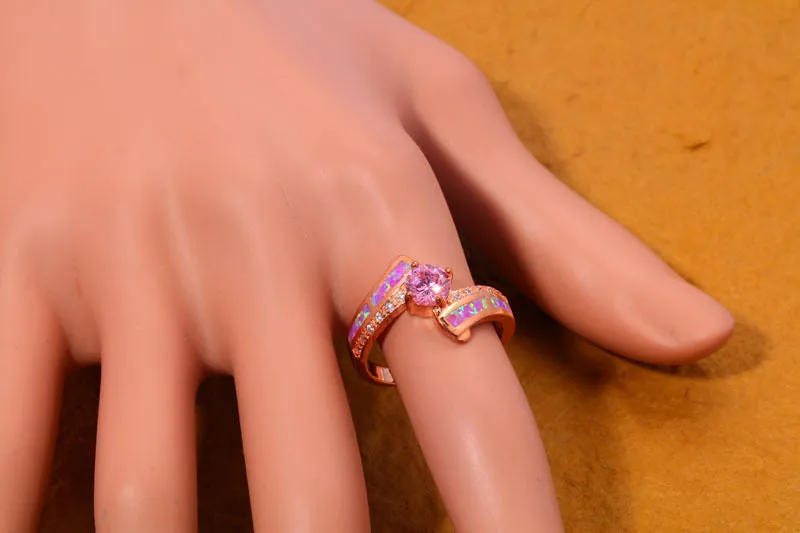 Pink Fire Opal & Topaz Ring