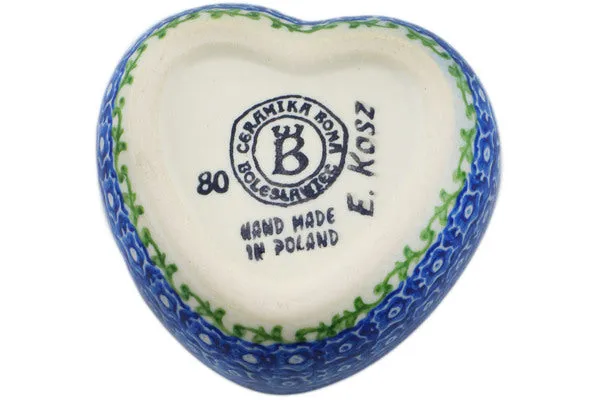 Polish Pottery 4" Heart Shaped Jar Midsummer Bloom